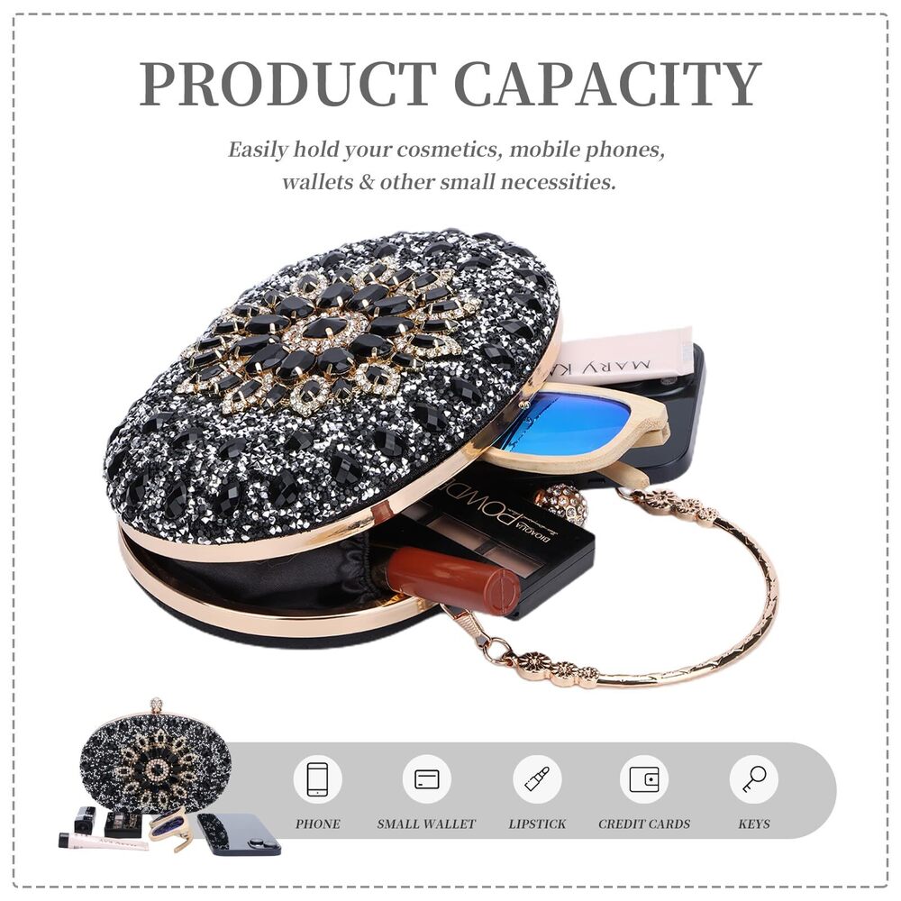 3828 Clutch Purses Evening Bag Crystal Handbag Luxury Rhinestone Clutch - Picture 6 of 6